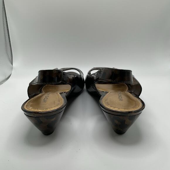 Antonio Melani Shoes Womens 8M Leopard Slingback Peep Toe Low Wedge Heel Slip On - Picture 5 of 13